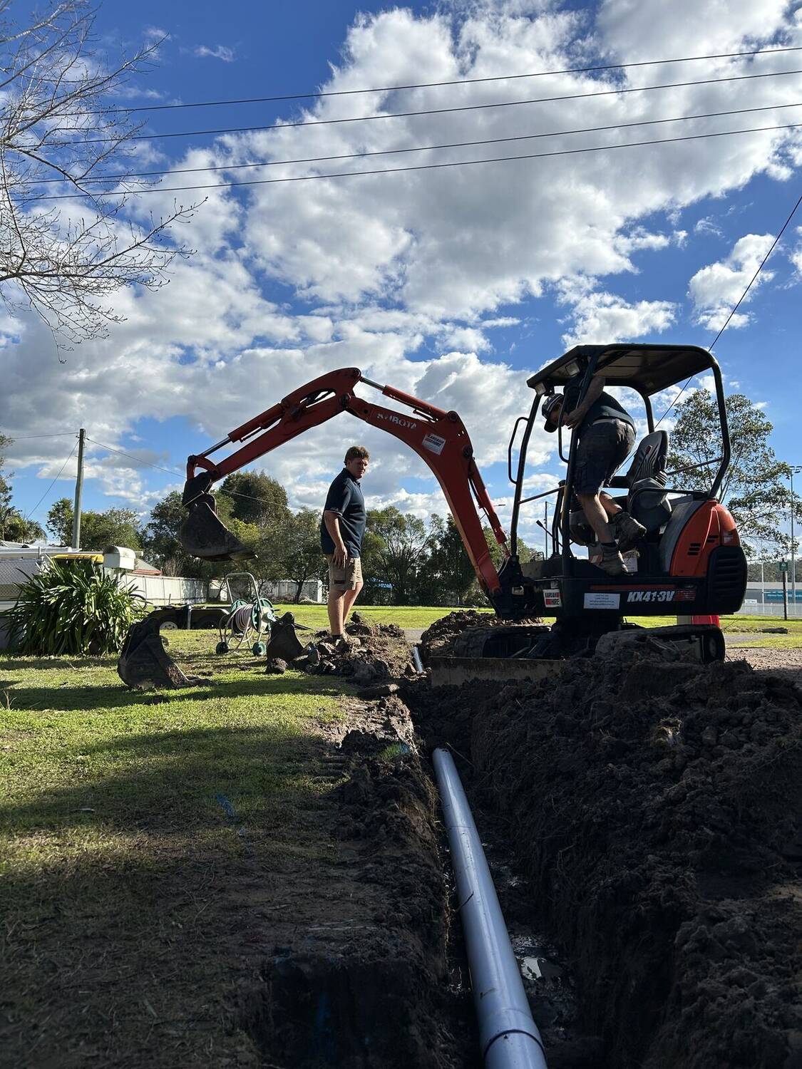 New sewer line laid with our own machine