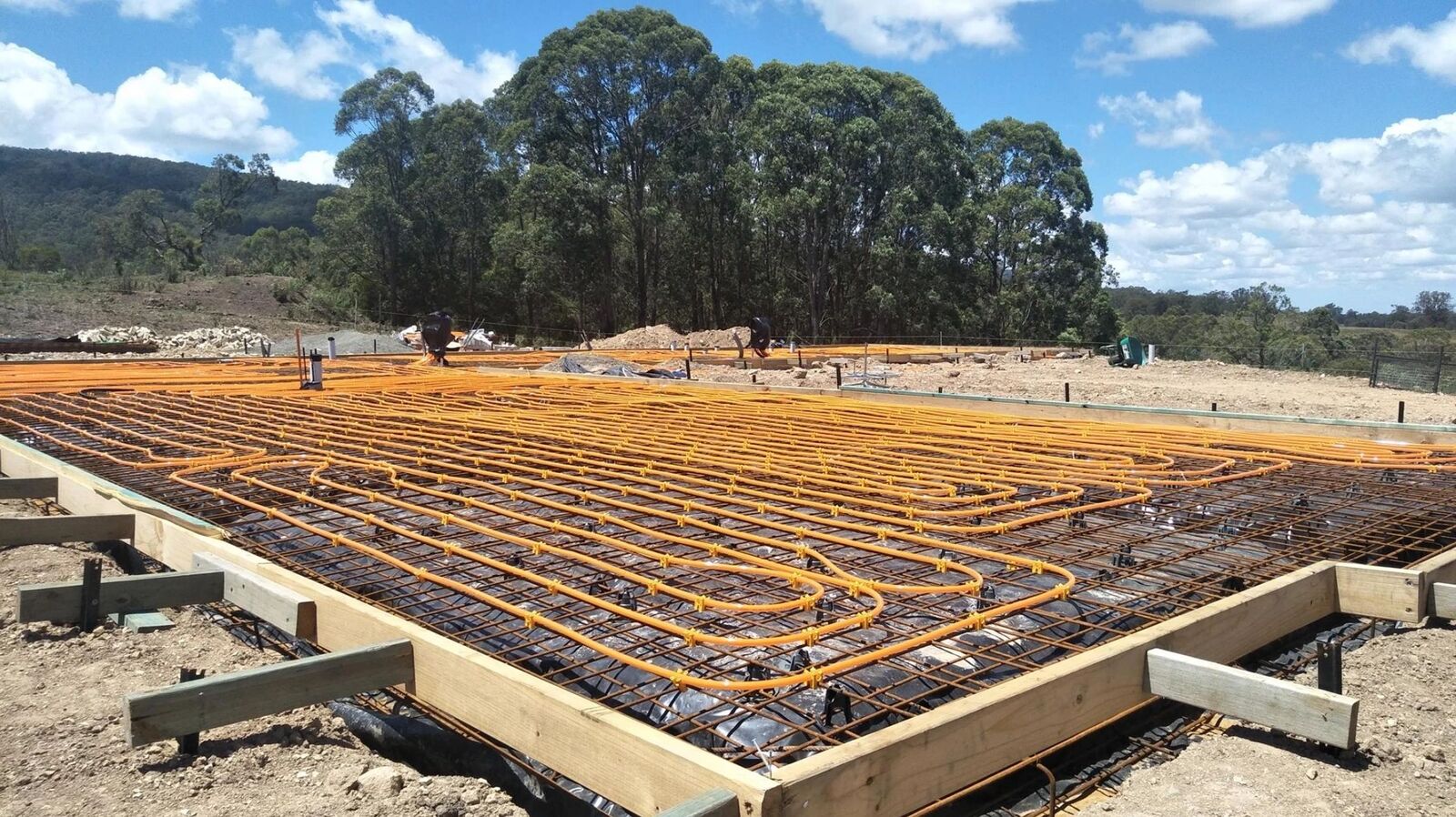 In-slab hydronic heating, rural build